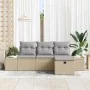 Juego de Sofá de Jardín de 4 Piezas con Cojines Beige de Ratán Sintético by , Outdoor sofas - Ref: Foro24-3360681, Price: 314...