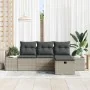 Juego de Sofás de Jardín de 4 Piezas con Cojines de Ratán Sintético Gris Claro by , Outdoor sofas - Ref: Foro24-3360683, Pric...