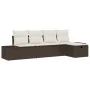 Conjunto de Sofá de Jardín de 5 Piezas con Cojines Marrón Ratán Poliéster by , Outdoor sofas - Ref: Foro24-3360689, Price: 36...