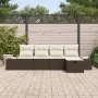 Conjunto de Sofá de Jardín de 5 Piezas con Cojines Marrón Ratán Poliéster by , Outdoor sofas - Ref: Foro24-3360689, Price: 36...