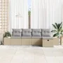 Conjunto de Sofá de Jardín de 5 Piezas con Cojines Beige de Poliratán by , Outdoor sofas - Ref: Foro24-3360691, Price: 360,17...