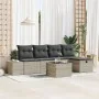 Conjunto de Sofá de Jardín de 6 Piezas con Cojines Gris Claro Ratán Poliéster de , Sofás de exterior - Ref: Foro24-3360703, P...
