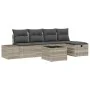 Conjunto de Sofá de Jardín de 6 Piezas con Cojines Gris Claro Ratán Poliéster de , Sofás de exterior - Ref: Foro24-3360703, P...