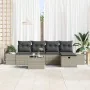 Conjunto de Sofá de Jardín de 6 Piezas con Cojines Gris Claro Ratán Poliéster de , Sofás de exterior - Ref: Foro24-3360703, P...