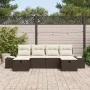 Set de Sofás de Jardín de 6 Piezas con Cojines Marrón Poliratán by , Outdoor sofas - Ref: Foro24-3360749, Price: 409,66 €, Di...