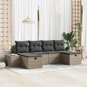 Conjunto de Sofás de Jardín de 6 Piezas con Cojines Gris de Ratán PE de , Sofás de exterior - Ref: Foro24-3360750, Precio: 40...