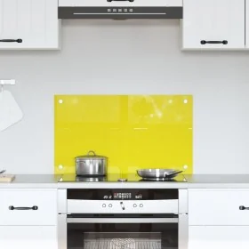 Salpicadero de cocina amarillo de vidrio templado