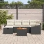 Juego de sofá de jardín de 7 piezas con cojines negros de poliratán by , Outdoor sofas - Ref: Foro24-3360897, Price: 428,61 €...