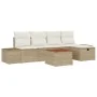 Conjunto de Sofá de Jardín 6 Piezas Beige Ratán, Poliéster, Acero de , Sofás de exterior - Ref: Foro24-3360921, Precio: 454,3...
