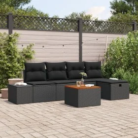 Comprar Juego de Sofás de Jardín Set de 6 Negro
