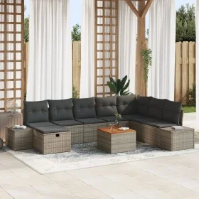 Juego de Sofá de Jardín Conjunto de 9 Gris, Negro de , Sofás de exterior - Ref: Foro24-3360940, Precio: 578,68 €, Descuento: ...