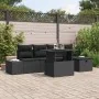 Conjunto de Sofá de Jardín de 6 Piezas con Cojines Negro Poliratán | Foro24.es | Tu tienda online para hogar, jardín y más Foro24.es