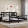 Bed frame with black solid wood headboard 200x200 cm by vidaXL, Beds and slatted bases - Ref: Foro24-3193945, Price: 170,26 €...