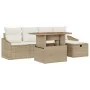 Conjunto de Sofá de Jardín de 6 Piezas con Cojines Beige Ratán Poliéster by , Outdoor sofas - Ref: Foro24-3361351, Price: 472...