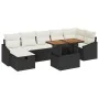 Conjunto de Sofá de Jardín de 8 Piezas con Cojines en Negro de Ratán Poliéster de , Sofás de exterior - Ref: Foro24-3361362, ...