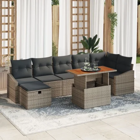 Conjunto de Sofá de Jardín de 8 Piezas con Cojines Gris de Ratán Polietileno by , Outdoor sofas - Ref: Foro24-3361363, Price:...