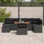 Juego de sofá de jardín de 8 piezas con cojines negros de poliratán by , Outdoor sofas - Ref: Foro24-3361366, Price: 541,00 €...
