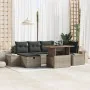 Conjunto de Comedor de Jardín de 7 Piezas con Cojines Gris Ratán Poliéster Acacia de , Sofás de exterior - Ref: Foro24-336138...