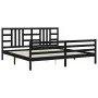 Bed frame with black solid wood headboard 200x200 cm by vidaXL, Beds and slatted bases - Ref: Foro24-3193945, Price: 170,26 €...