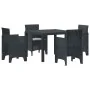 Conjunto de Comedor de Jardín de 5 Piezas con Cojines de Polirratán Antracita de , Mesas de jardín - Ref: Foro24-3378534, Pre...