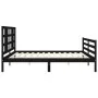 Bed frame with black solid wood headboard 200x200 cm by vidaXL, Beds and slatted bases - Ref: Foro24-3193945, Price: 170,26 €...