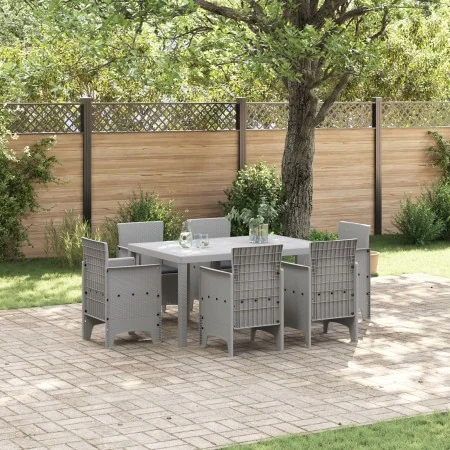 Juego de Comedor de Jardín de 7 Piezas con Cojines Gris Claro Ratan de Polipropileno | Foro24.es | Tu tienda online para hogar, jardín y más Foro24.es