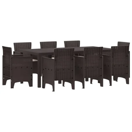 Conjunto de Comedor de Jardín de 9 Piezas con Cojines Marrón Rattan Sintético by , Garden tables - Ref: Foro24-3378578, Price...