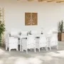 Juego de Comedor de Jardín de 9 Piezas con Cojines en Blanco de Poliratán | Foro24.es | Tu tienda online para hogar, jardín y más Foro24.es