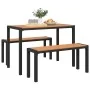 Set de Comedor de Jardín de 3 Piezas de Acero y WPC Marrón | Foro24.es | Tu tienda online para hogar, jardín y más Foro24.es