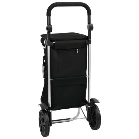 Carro de Compras con Ruedas y Asa Ajustable Negro