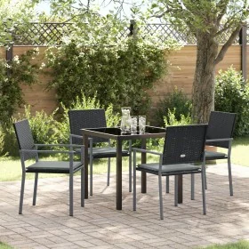Set de 3 Negro Poliratán PE, Acero con