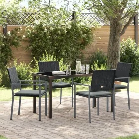 Juego de 3 Negro Rattan PE 54x62.5x89 cm Duradero