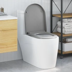 Asiento de Inodoro con Liberación Rápida y Cierre Suave Duroplast Gris de von , Toiletten- und Bidetsitze - Ref: Foro24-42002...