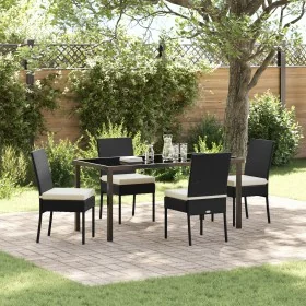 Conjunto de Comedor de Jardín de 5 Piezas Negro Poliratán de , Sillas de jardín - Ref: Foro24-3379208, Precio: 350,91 €, Desc...