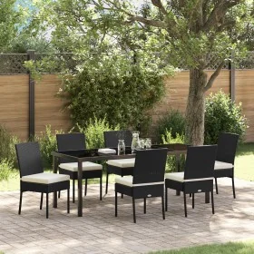 Juego de Comedor de Jardín de 7 Piezas Negro Poliratán by , Garden chairs - Ref: Foro24-3379210, Price: 580,49 €, Discount: -5%%