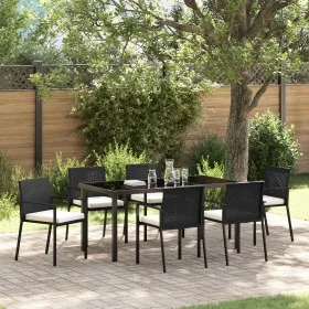 Conjunto de Comedor de Jardín de 7 Piezas Poliratán Negro de , Sillas de jardín - Ref: Foro24-3379237, Precio: 383,50 €, Desc...
