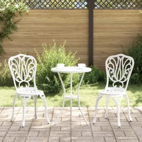 Conjunto de Bistro de Jardín de 3 Piezas de Aluminio Fundido Blanco de , Conjuntos de jardín - Ref: Foro24-42002384, Precio: ...