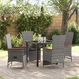 Juego de Comedor de Jardín de 5 Piezas con Cojines Gris Ratán Poliéster by , Garden chairs - Ref: Foro24-3379451, Price: 528,...