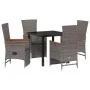 Juego de Comedor de Jardín de 5 Piezas con Cojines Gris Ratán Poliéster von , Gartenstühle - Ref: Foro24-3379451, Preis: 528,...