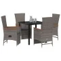 Juego de Comedor de Jardín de 5 Piezas con Cojines Gris Ratán Poliéster von , Gartenstühle - Ref: Foro24-3379451, Preis: 528,...