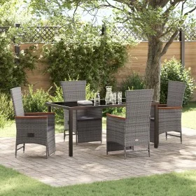 Conjunto de Comedor de Jardín de 5 Piezas con Cojines Ratán Gris by , Garden chairs - Ref: Foro24-3379453, Price: 567,02 €, D...