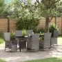 Set de Comedor de Jardín de 7 Piezas con Cojines Gris Ratán Poliéster by , Garden chairs - Ref: Foro24-3379455, Price: 865,68...