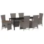 Set de Comedor de Jardín de 7 Piezas con Cojines Gris Ratán Poliéster by , Garden chairs - Ref: Foro24-3379455, Price: 865,68...