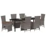 Set de Comedor de Jardín de 7 Piezas con Cojines Gris Ratán Poliéster by , Garden chairs - Ref: Foro24-3379455, Price: 865,68...