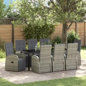 Set de Comedor de Jardín de 9 Piezas con Cojines Grises Poliratán by , Garden chairs - Ref: Foro24-3379505, Price: 1,00 €, Di...