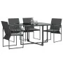 Sillas de Jardín con Cojines 4 pcs Negras Textileno by , Garden chairs - Ref: Foro24-42003025, Price: 143,46 €, Discount: %
