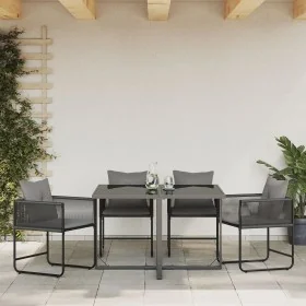sillas de jardín con cojines 4 pcs Rattan Poliéster Negro de , Sillas de jardín - Ref: Foro24-42003027, Precio: 236,92 €, Des...