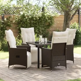Set de Comedor de Jardín de 5 Piezas de con Cojines Marrón Poliratán de , Sillas de jardín - Ref: Foro24-3379570, Precio: 538...