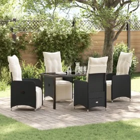 Juego de comedor de jardín de 5 piezas con cojines negros de poliratán. de , Sillas de jardín - Ref: Foro24-3379662, Precio: ...