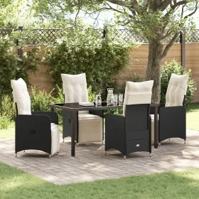 Set de Comedor de Jardín de 5 Piezas con Cojines Negros de , Sillas de jardín - Ref: Foro24-3379663, Precio: 676,29 €, Descue...